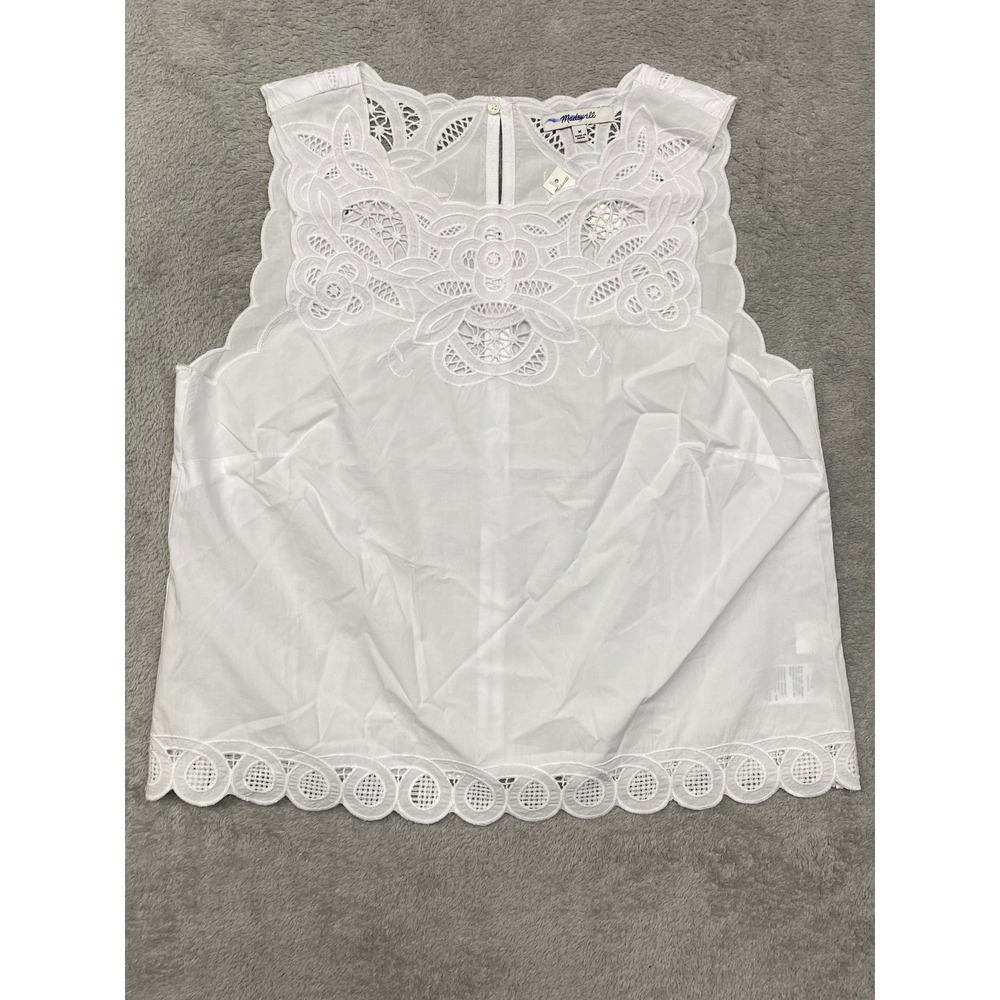 Madewell Top Womens M White Embroidered Shell Poplin Eyelet Cotton NZ526 - Picture 4 of 11
